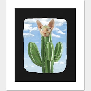 Cactus Cat Pun Posters and Art